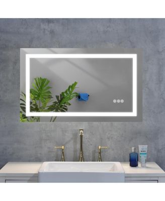 Frameless LED Bathroom Mirror with Front Lighting 3-Color Dimmable Anti-Fog Vanity Mirror