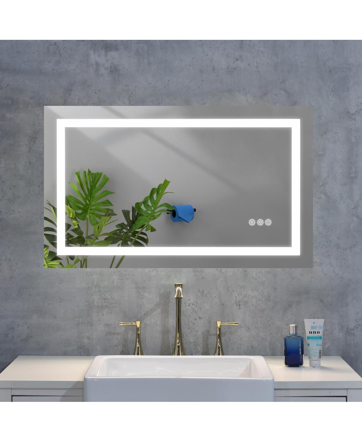 Laoties Frameless Led Bathroom Mirror with Front Lighting 3-Color Dimmable Anti-Fog Vanity Mirror - Silver - 36x24