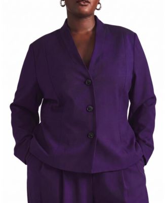 Plus Size Kenton Peplum Ponte Collarless Blazer