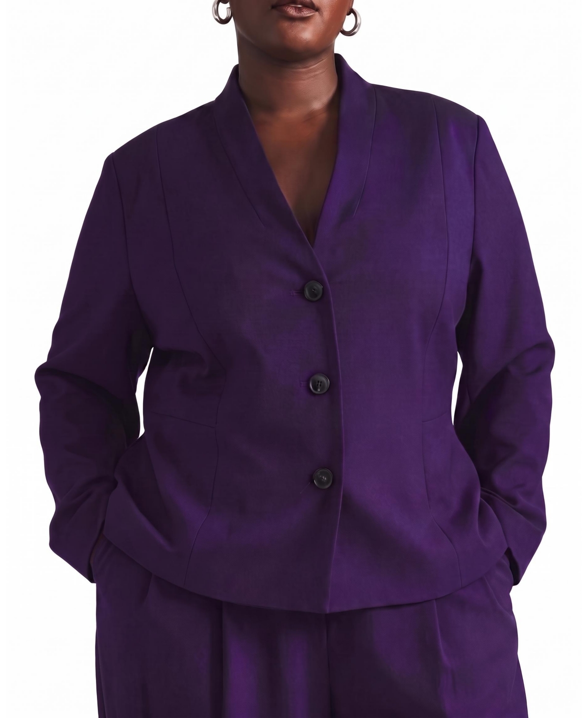 Universal Standard Plus Size Kenton Peplum Ponte Collarless Blazer - Supernova