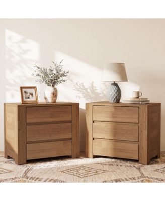 31" Large Nightstand with 3 Drawers Set of 2