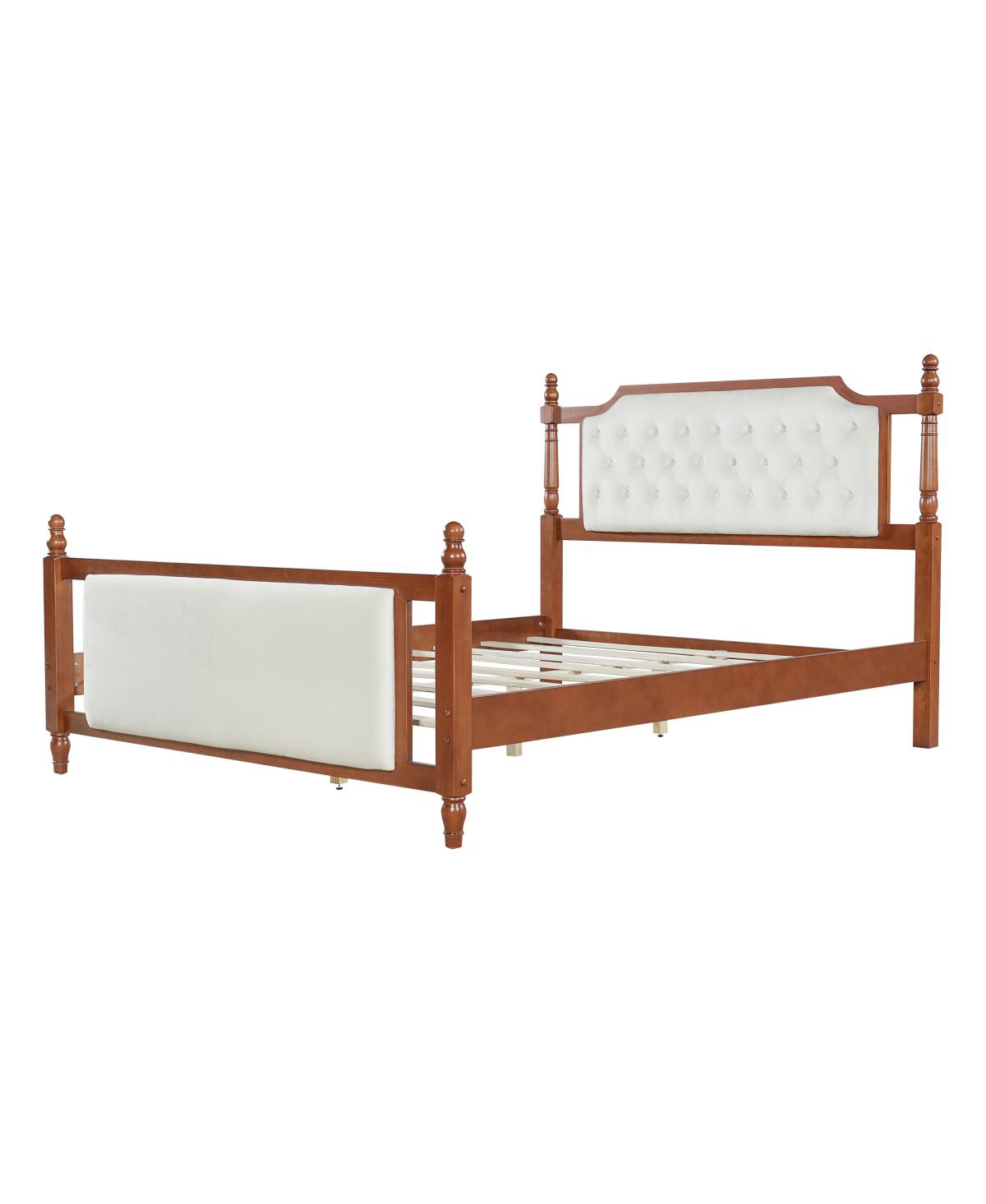 Streamdale Furniture Queen Velvet Upholstered Platform Bed - Brown