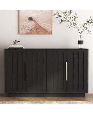 Modern Fluted Buffet Cabinet with Storage and Adjustable Shelves