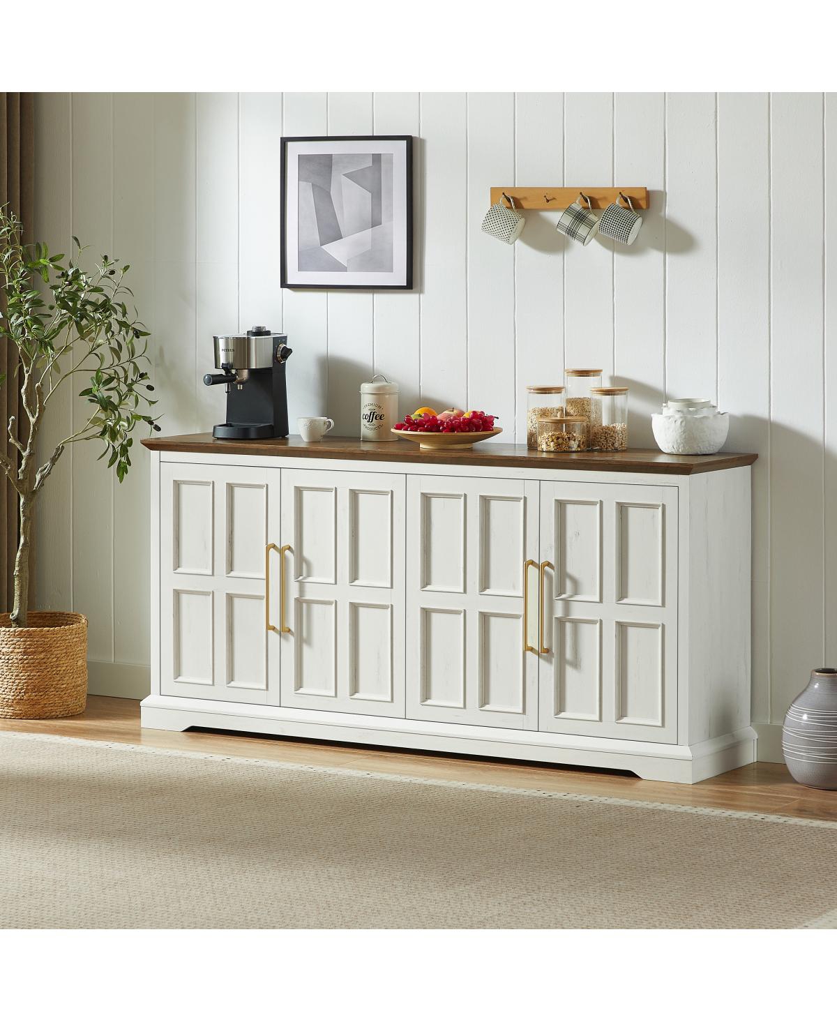 Streamdale Furniture 67" Farmhouse Sideboard Buffet Cabinet with Storage, Rustic - Rustic white
