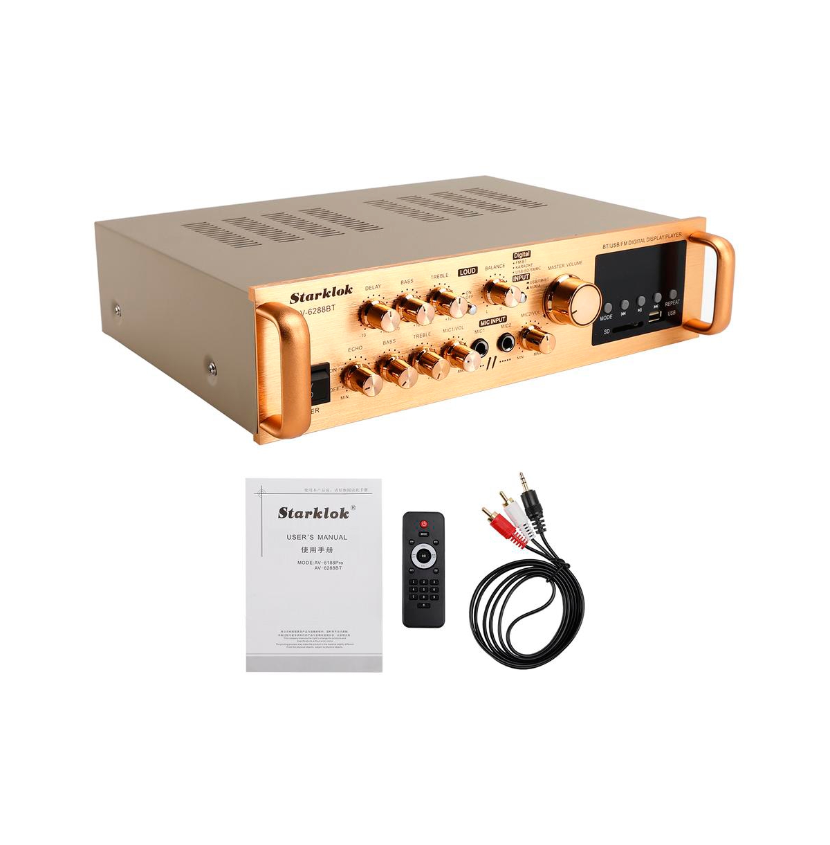 Artudatech 5.0-Channel 1000W Rms, 2500W Peak Bluetooth 5.4 HiFi Power Amplifier - Gold