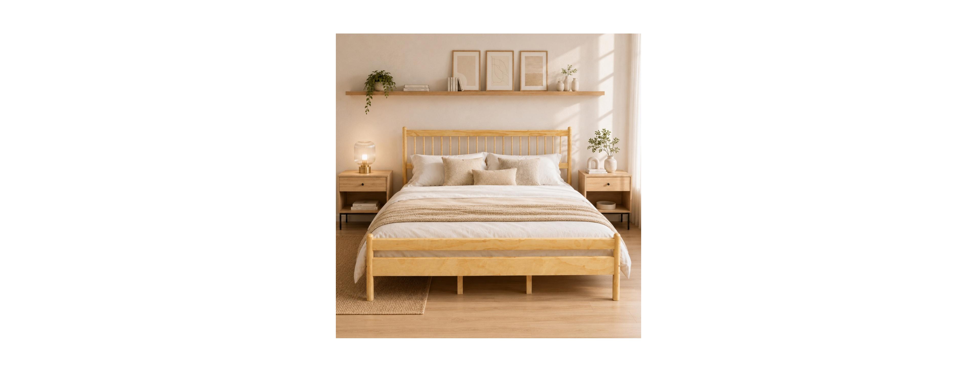Rainsken King Size Pine Wood Bed Frame, Vintage Farmhouse Bed with Under Bed Storage and Headboard Footboard, Easy Assembly for Bedroom Apartment