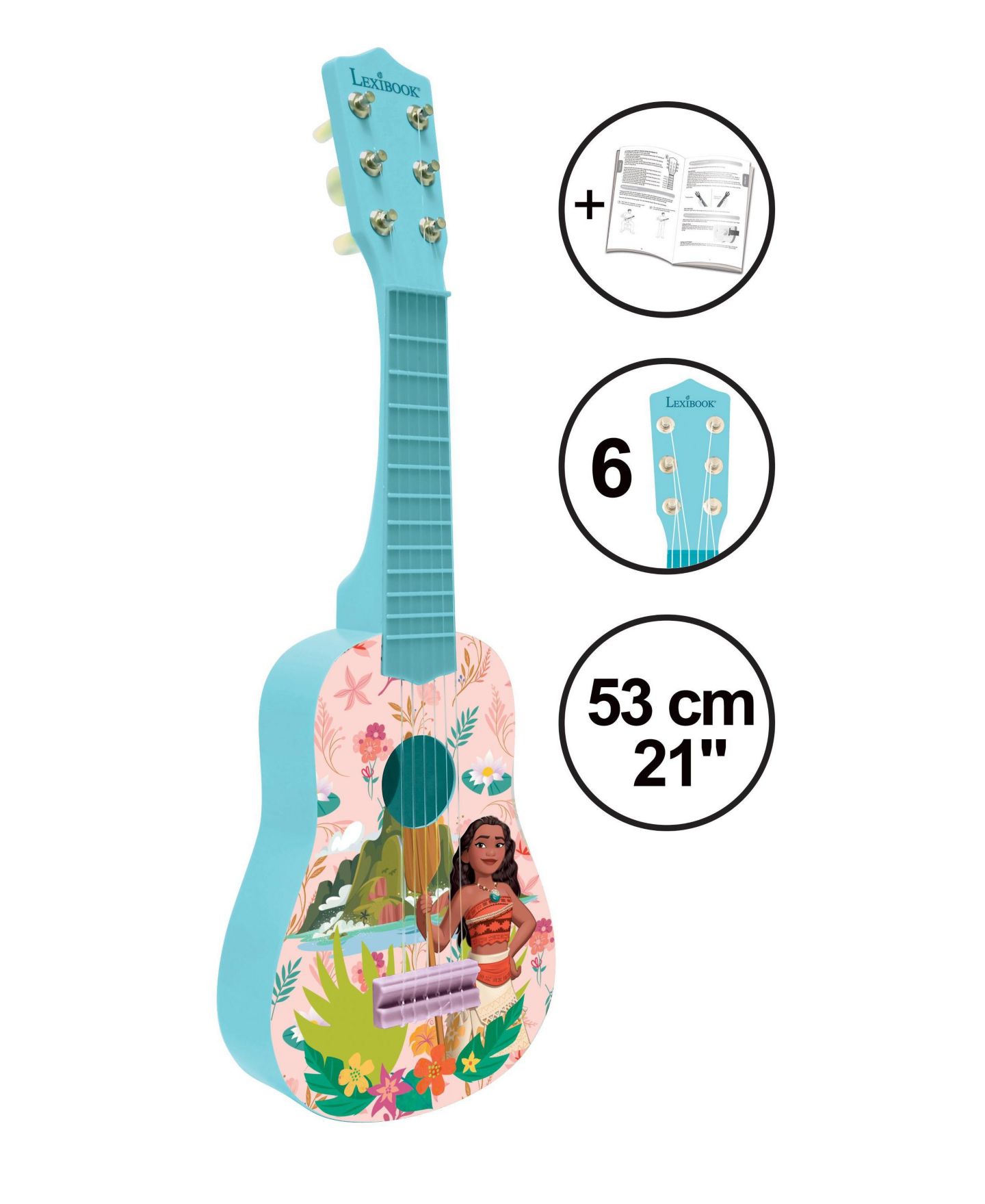 Disney Moana/vaiana Детская гитара Disney Moana My First Guitar с 6 нейлоновыми струнами, от 3 лет, цвет: Синий — фото 2