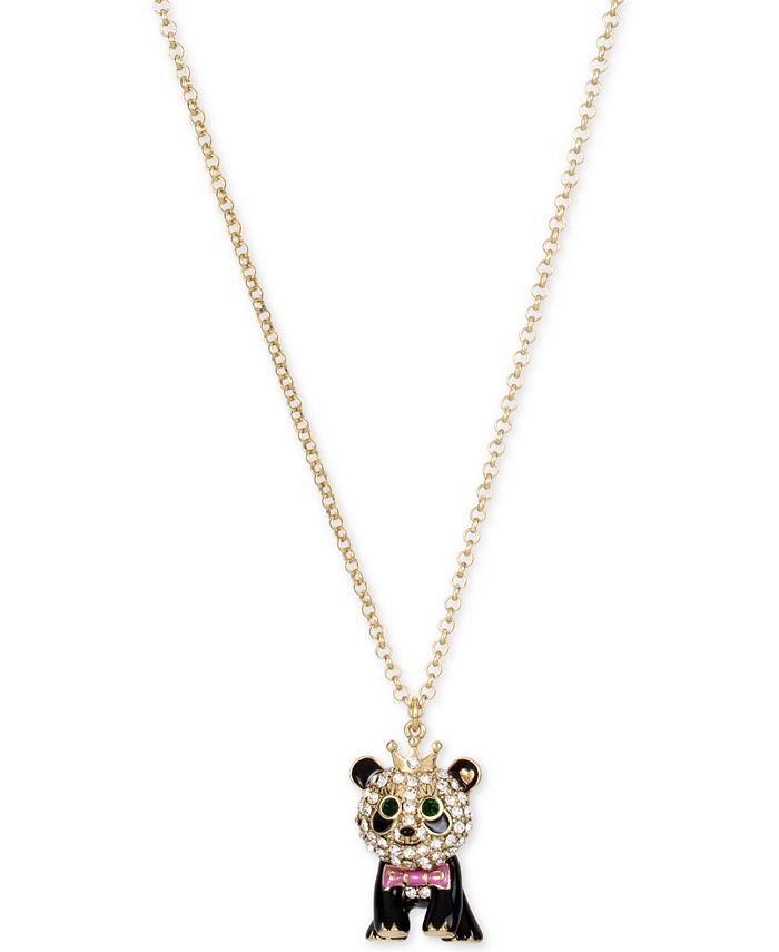 Betsey Johnson Gold Tone Pav Panda Pendant Necklace Macy s