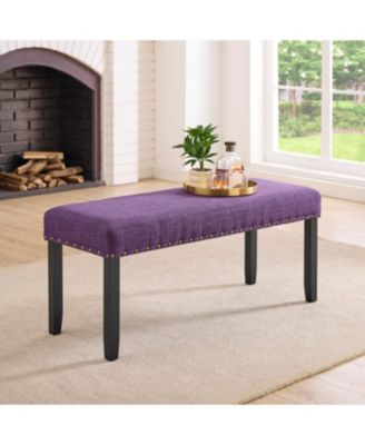 Fabric Accent Bench, with Nailhead Trim, Padded Seat Entryway Bench Small, Casual Rustic Upholstered Dining Bench