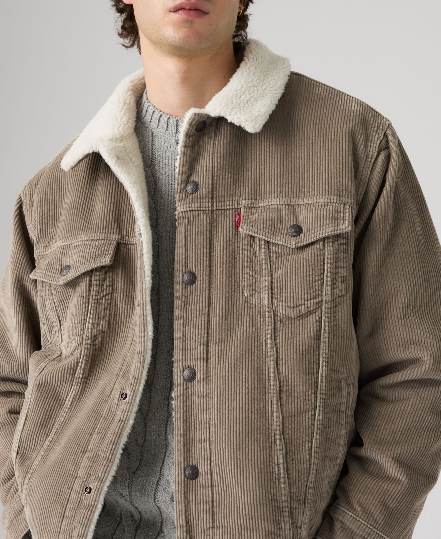 Мужская куртка Levi's Sherpa-Lined Regular-Fit Trucker, цвет: Brindle — фото 3
