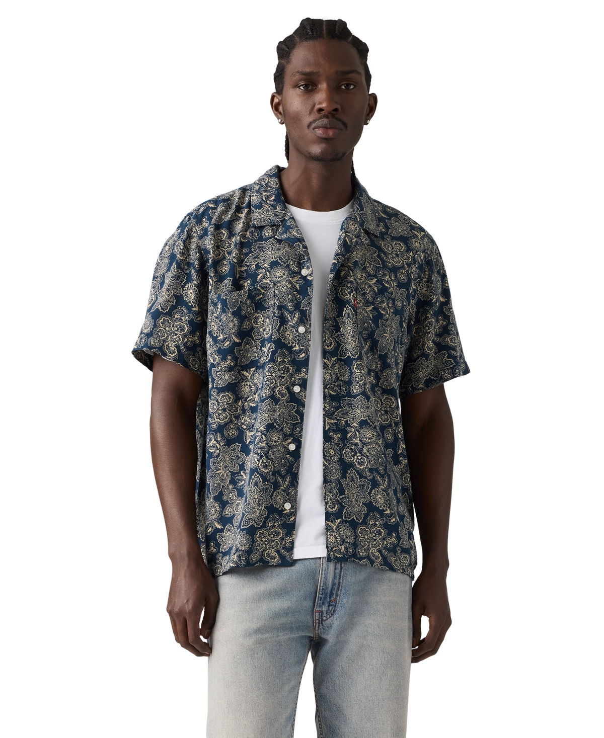 Levi's Men's Short-Sleeve Camp-Collar Camper Shirt - Navy Blazer