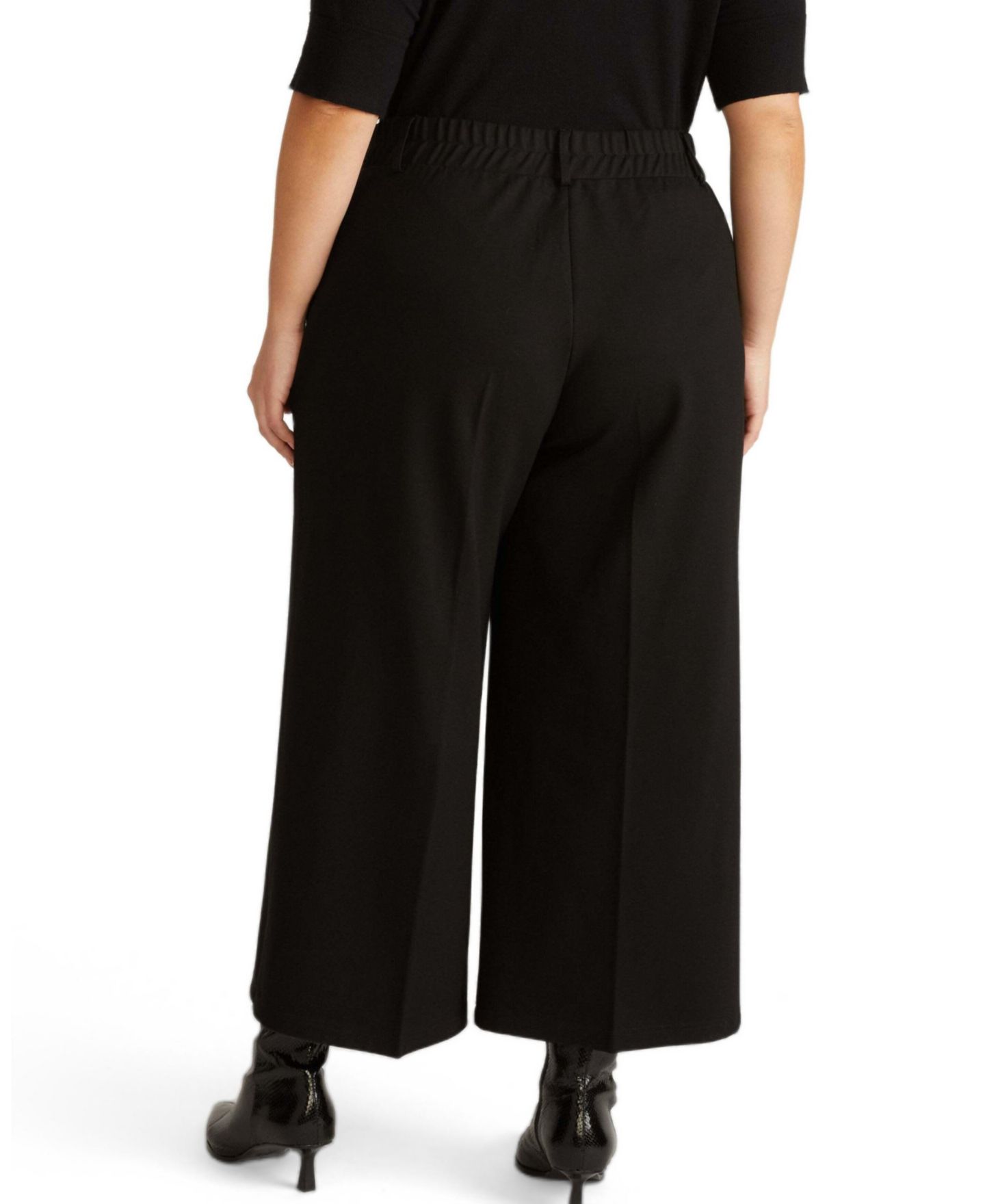 Женские брюки Universal Standard Plus Size Cropped Wide Leg Ponte, цвет: Чёрный — фото 2