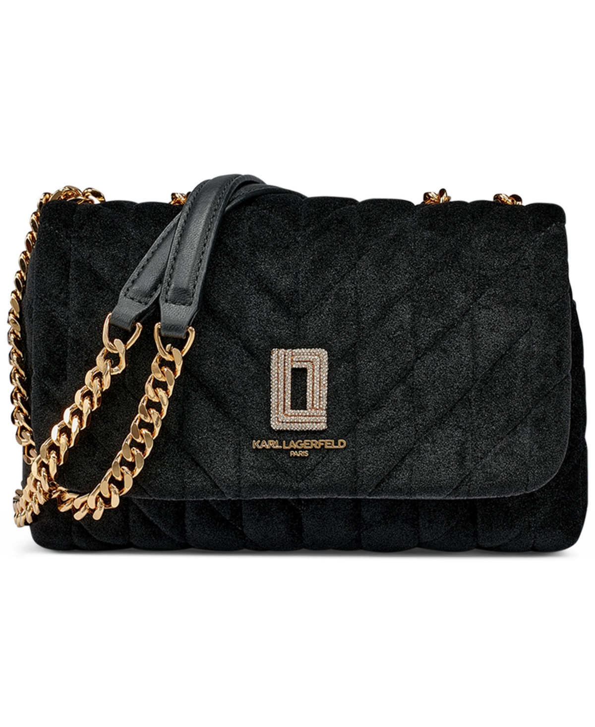 Karl Lagerfeld Paris Lafayette Quilted Velvet Crossbody Shoulder Handbag
