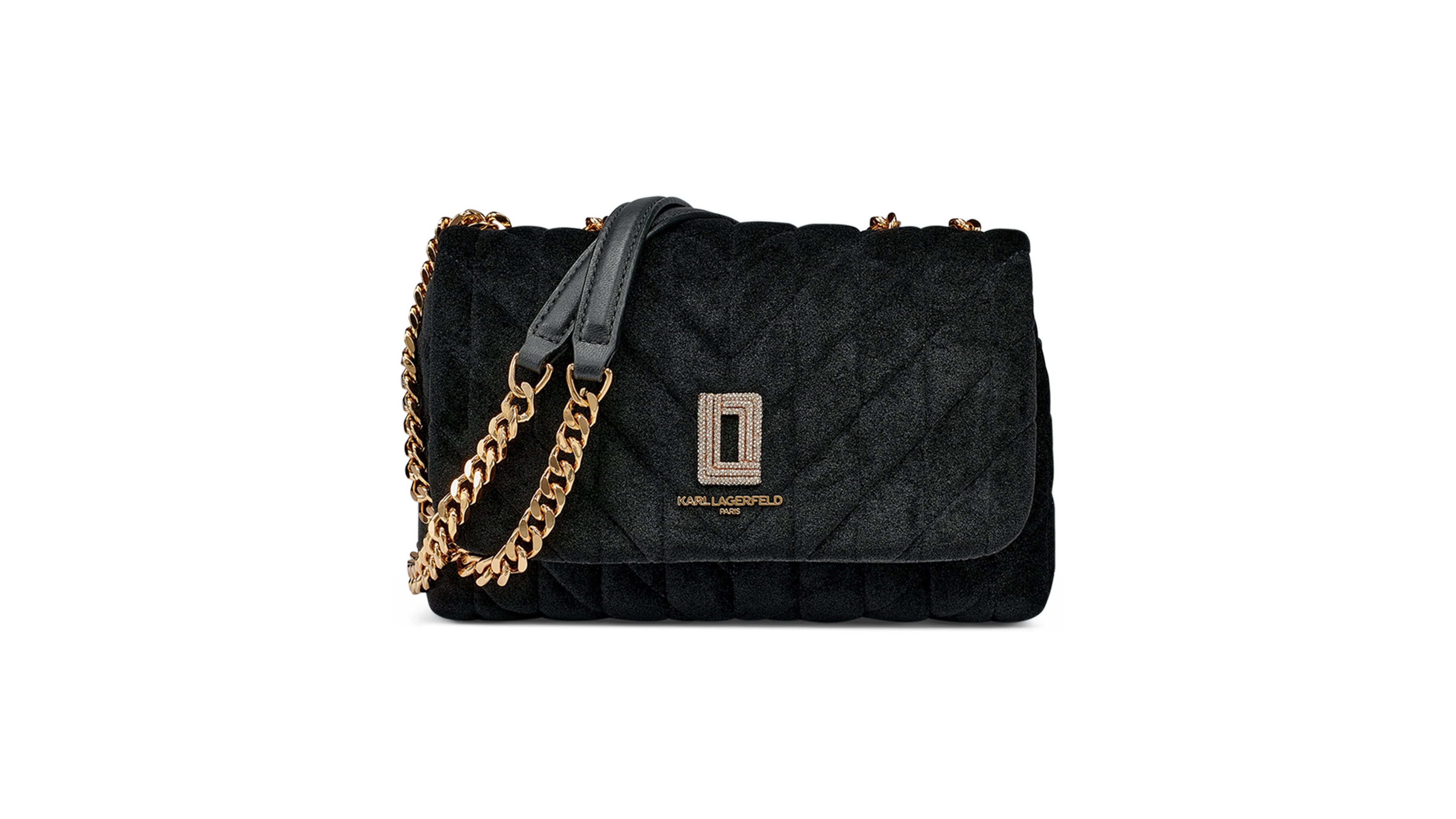 Karl Lagerfeld Paris Lafayette Quilted Velvet Crossbody Shoulder Handbag
