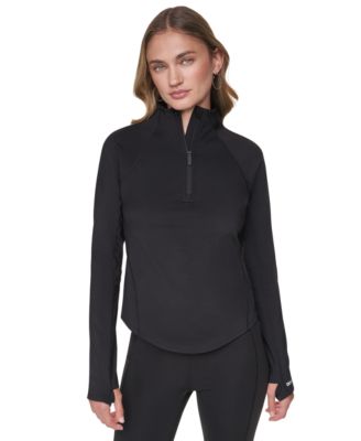 Women's Half Zip Funnel Neck Pullover with Back Zipper Pocket