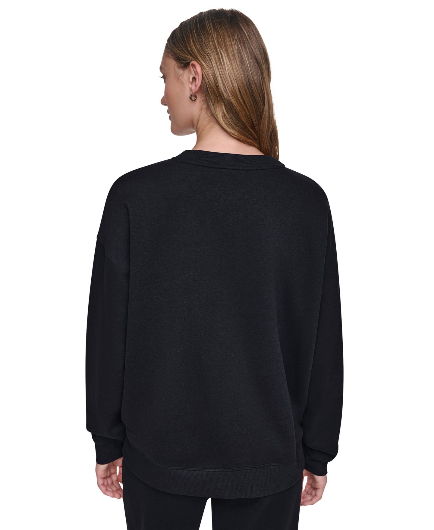 Женский свитшот DKNY Sport Oversized Drop-Shoulder Rhinestone Applique, цвет: Чёрный / Графитовый — фото 5