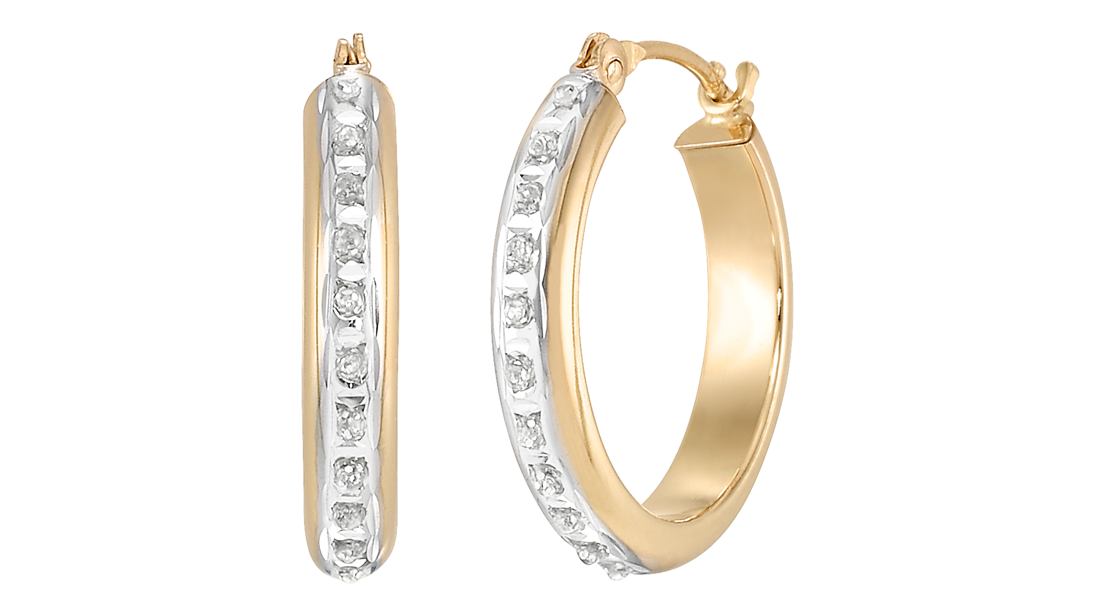Diamond Small Hoop Earrings (0.01 ct. t.w.) in 10K Yellow Gold