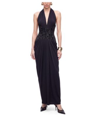 Women's Halter Neck Maxi Wedding-Guest Dress