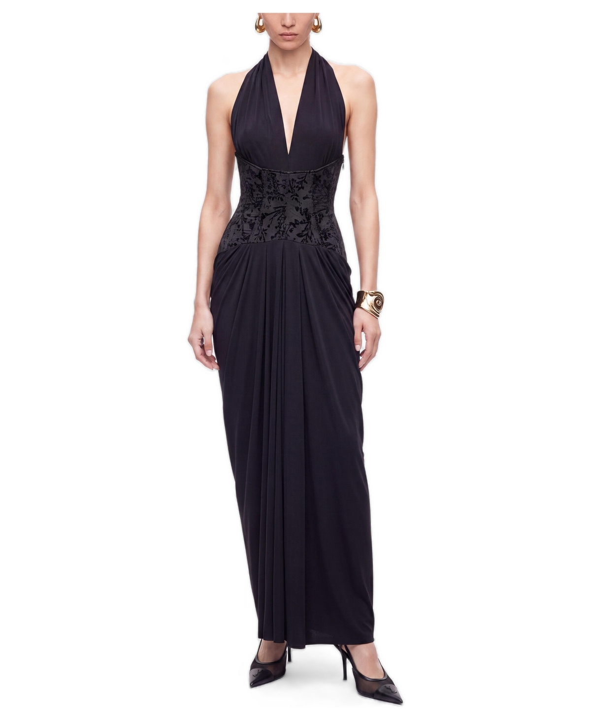Nocturne Women's Halter Neck Maxi Wedding-Guest Dress - Black