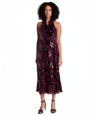 Women's Halter Sequin Midi Dress