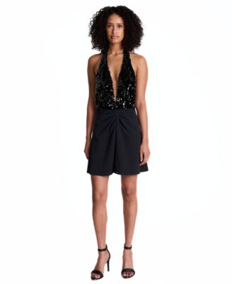 Women's Sequin-Embellished Halter Mini Dress