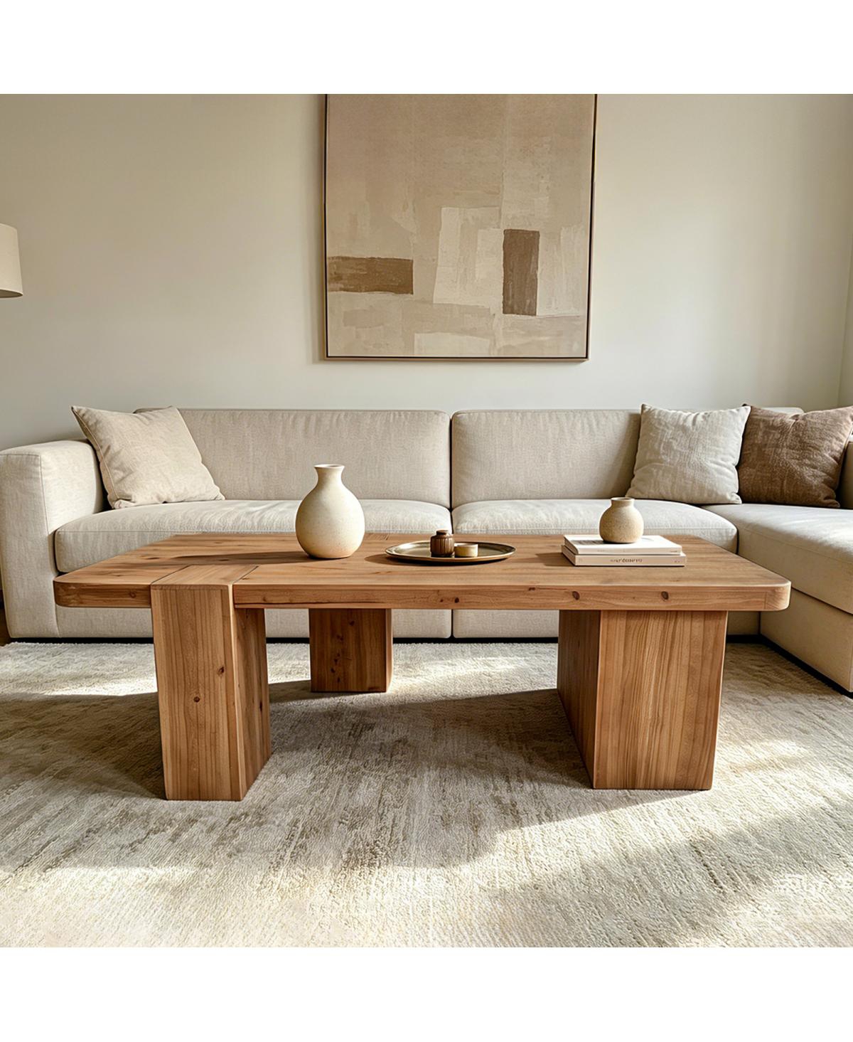 Streamdale Furniture Solid Wood Rustic Coffee Table - Antique brown