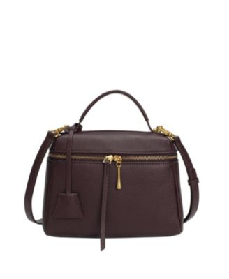 Arden Genuine Leather Top Handle Satchel, Small Crossbody Bag, Structured Shoulder Purse with Adjustable Strap and Zip Closure
