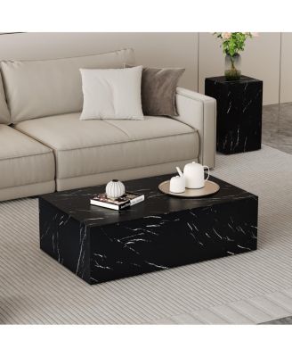   Marble Texture MDF Coffee Table - Luxurious Living Room Accent