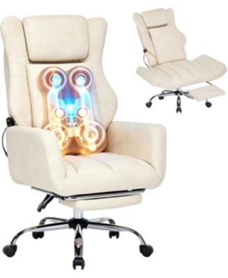 3D Kneading Massage Office Chair, Criss Cross Ergonomic Desk Chair with Flip-up Arms and Footrest