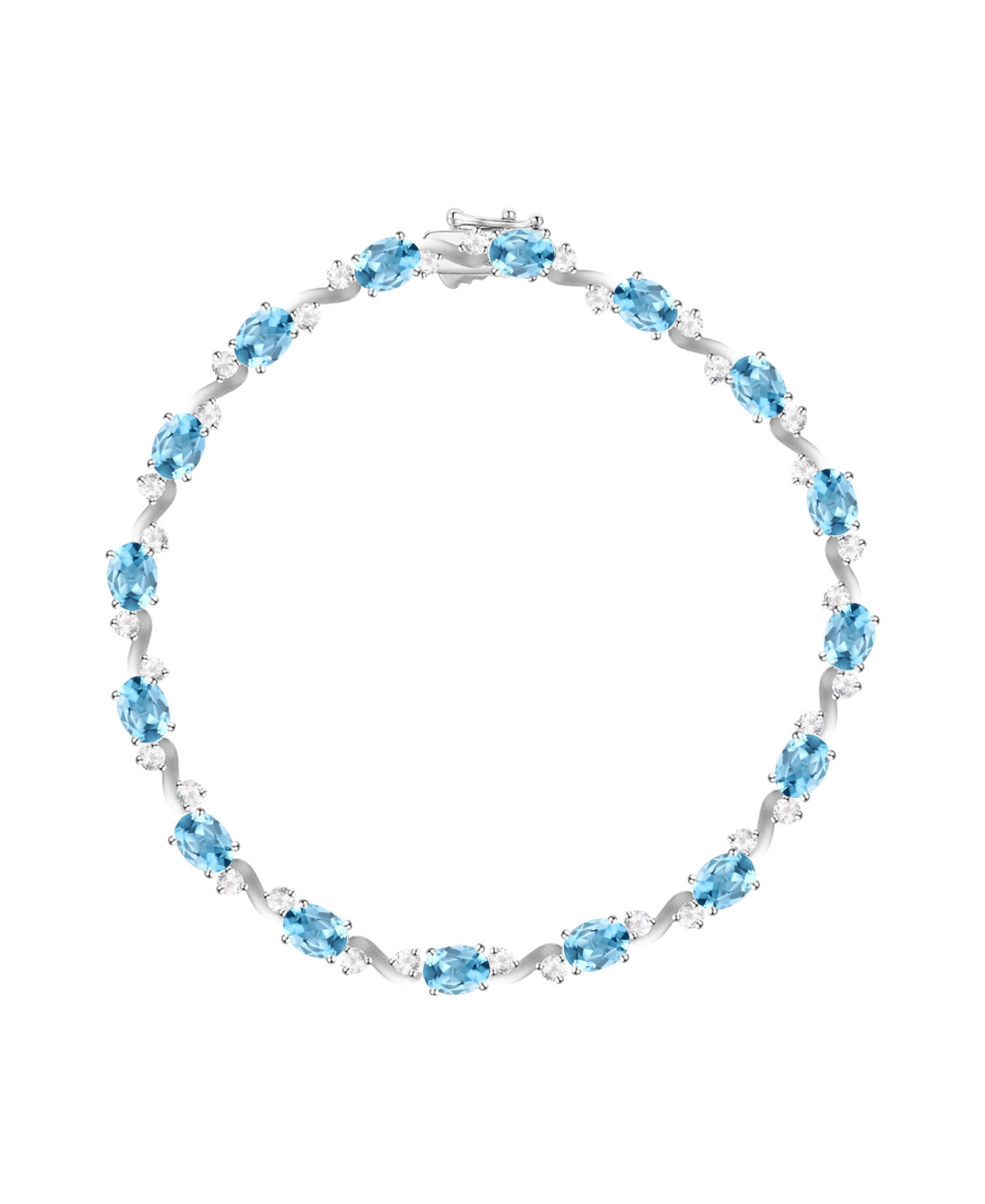 Amethyst & White Topaz Bracelet (3-1/6 ct. t.w. Amethyst, 1 ct. t.w. White Topaz) in 14k Gold Over Sterling Silver - Blue Topaz / Sterling Silver