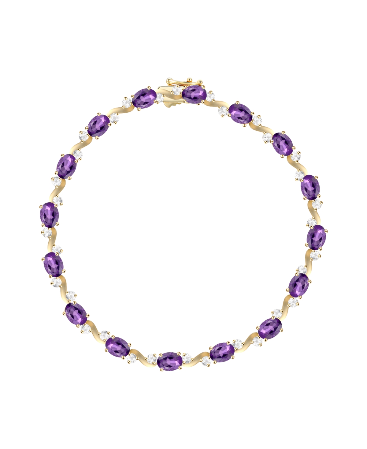 Amethyst & White Topaz Bracelet (3-1/6 ct. t.w. Amethyst, 1 ct. t.w. White Topaz) in 14k Gold Over Sterling Silver - Amethyst / 14k Gold Over Sterling