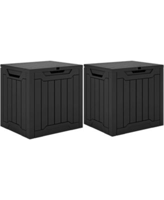 31 Gallon Deck Boxes Set of 2, Lockable Outdoor Storage Bins for Patio Cushions, Garden Tools, Weather-Resistant Resin Storage Solution
