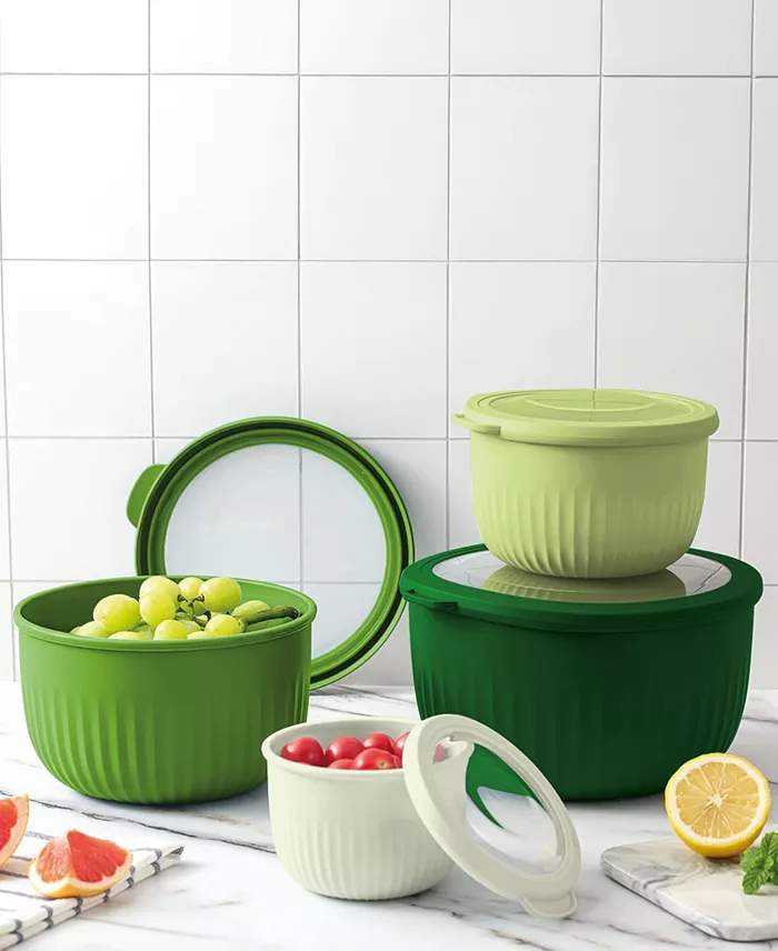 8-Piece Round Nesting Bowl Set with Lids
