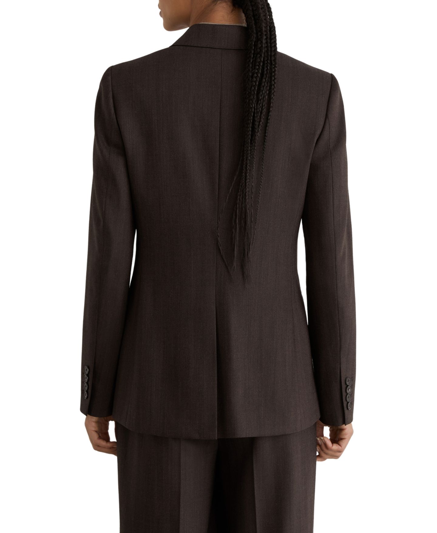 Женский пиджак REISS Dawson Herringbone Double-Breasted Wool-Blend Blazer, цвет: Шоколадный — фото 2