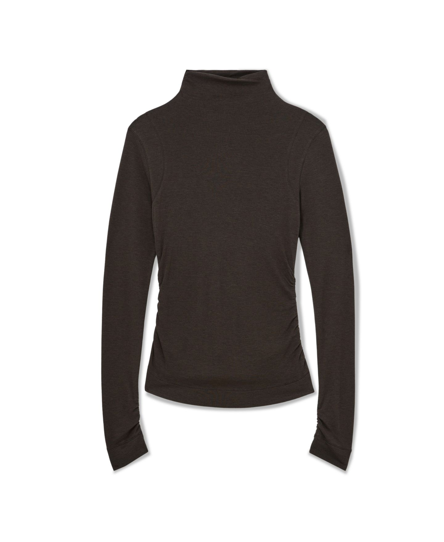 Женская рубашка REISS Heidi Mock Neck Long Sleeve, цвет: Шоколадный — фото 5