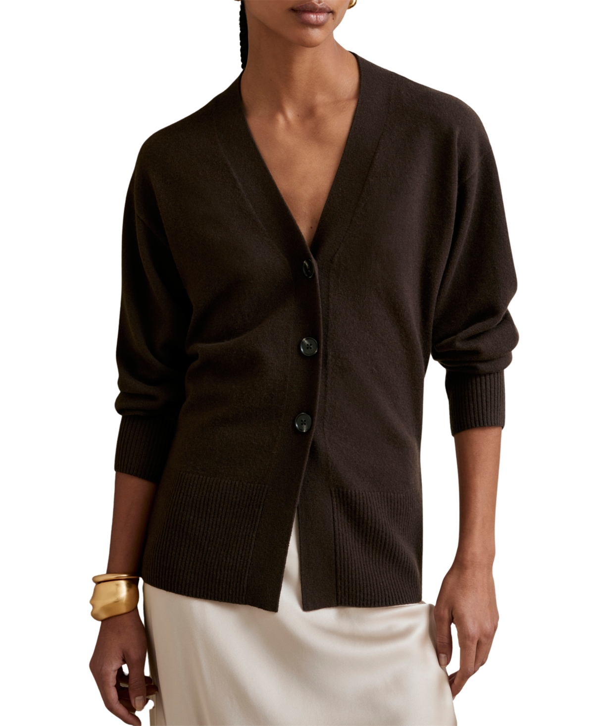 Reiss Women's Tyla Wool-Blend V-Neck Long-Sleeve Cardigan Sweater