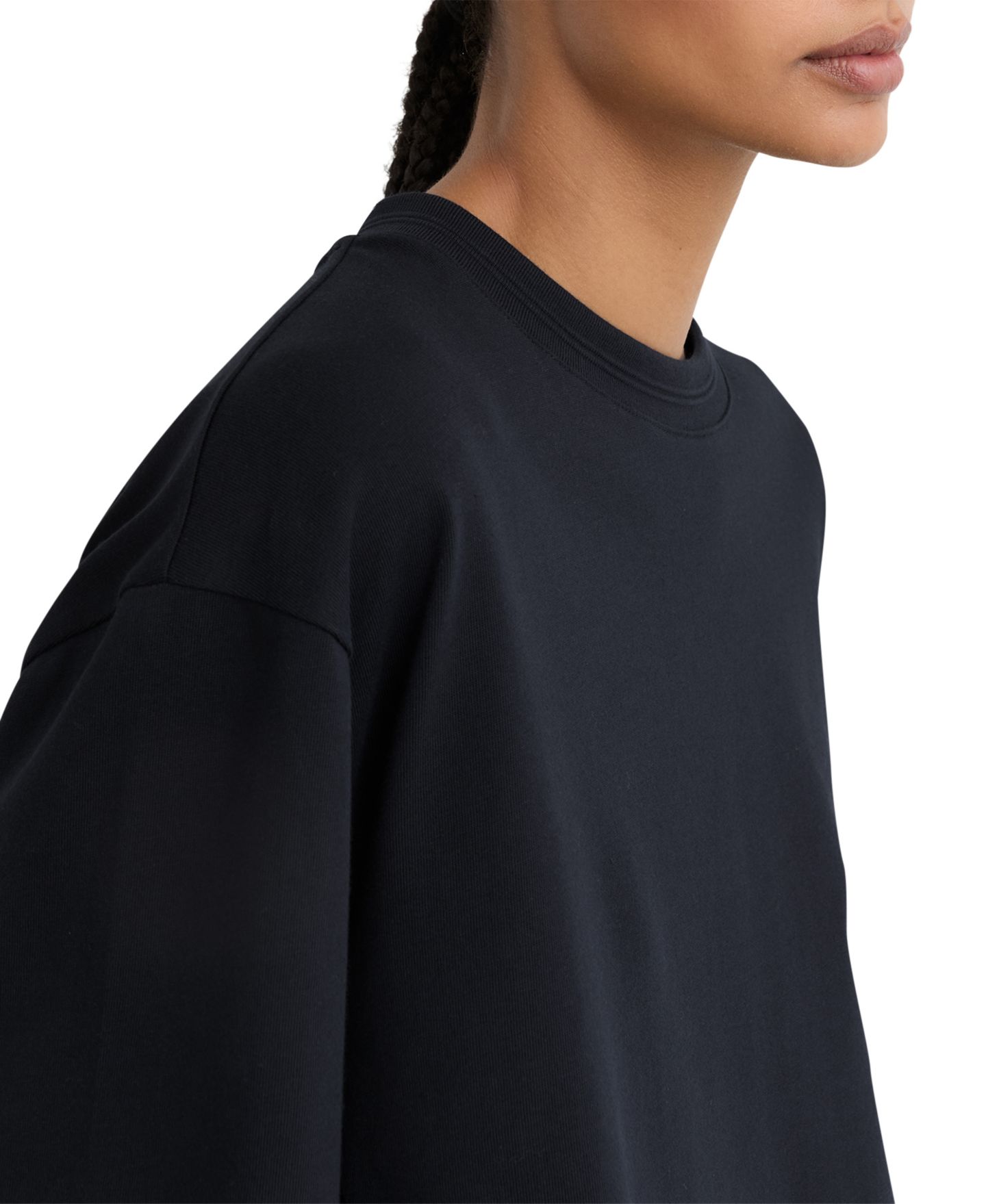 Женская футболка REISS Lara Oversized Ribbed Crewneck, цвет: Тёмно-синий — фото 2