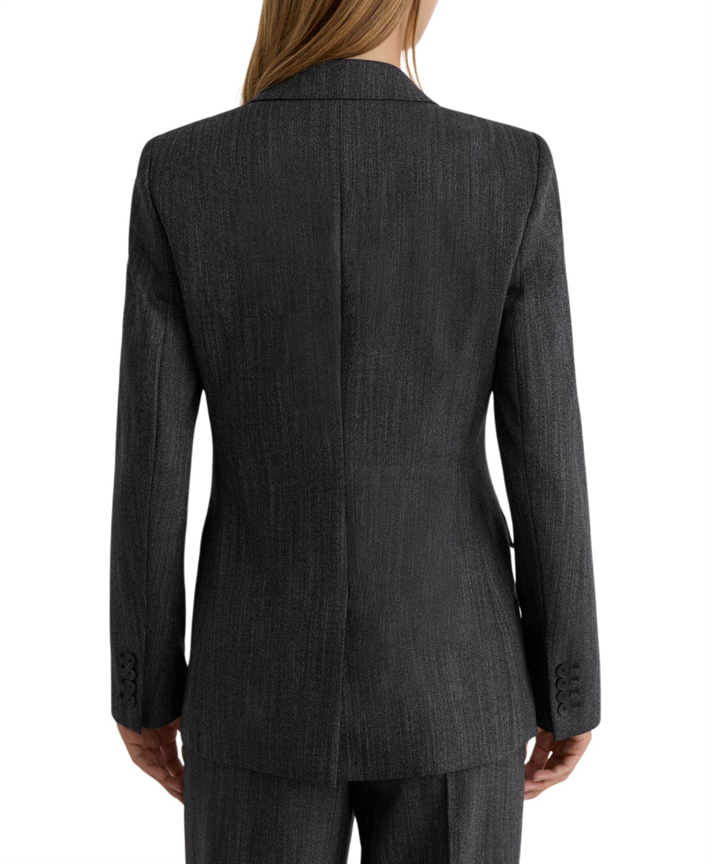 Женский пиджак REISS Herringbone Single-Breasted Wool-Blend Blazer, цвет: Тёмный серый — фото 3