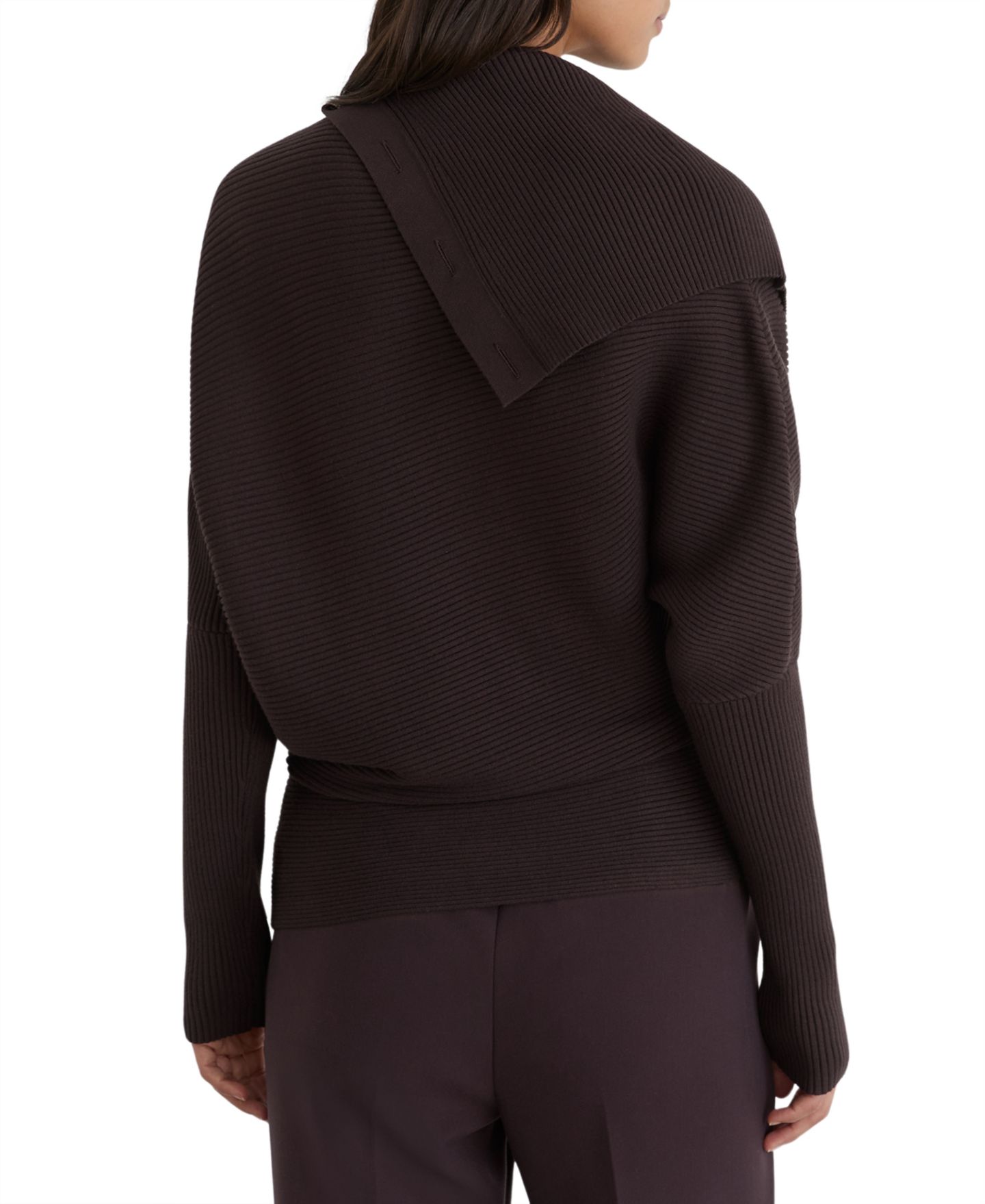Женский свитер REISS Lexi Drop-Shoulder Shawl Neck, цвет: Ягодный — фото 3