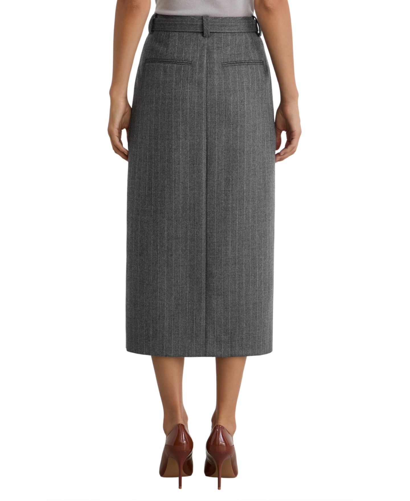 Женская юбка REISS Astrid High-Waisted Pleated Wool, цвет: Серый — фото 3