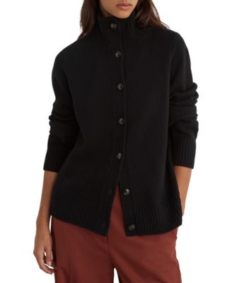 Women's Charly Mock Neck Button Detail Wool-Cashmere Blend Cardigan Sweater