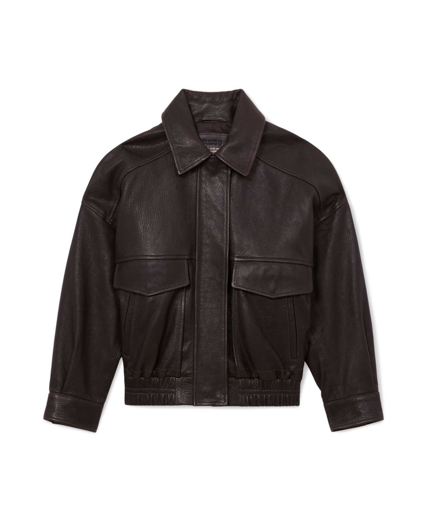 Женская куртка REISS Petite Maeve Leather Bomber Zip-Up, цвет: Коричневый — фото 5