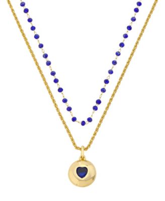 Cubic Zirconia and Crystal Hearts Layered Necklace, 2-Piece Set
