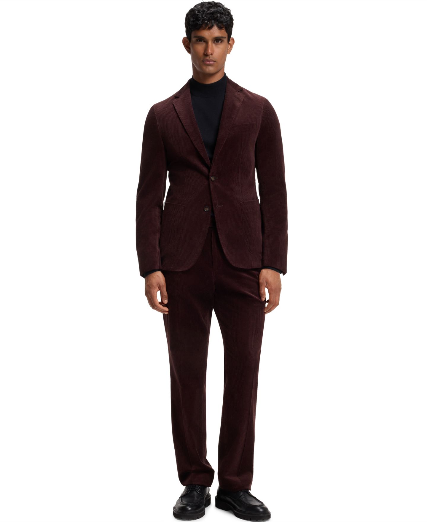 Мужской свитер Hugo Boss Extra-Fine Merino Wool Mock-Neck Regular-Fit, цвет: Тёмный синий — фото 4
