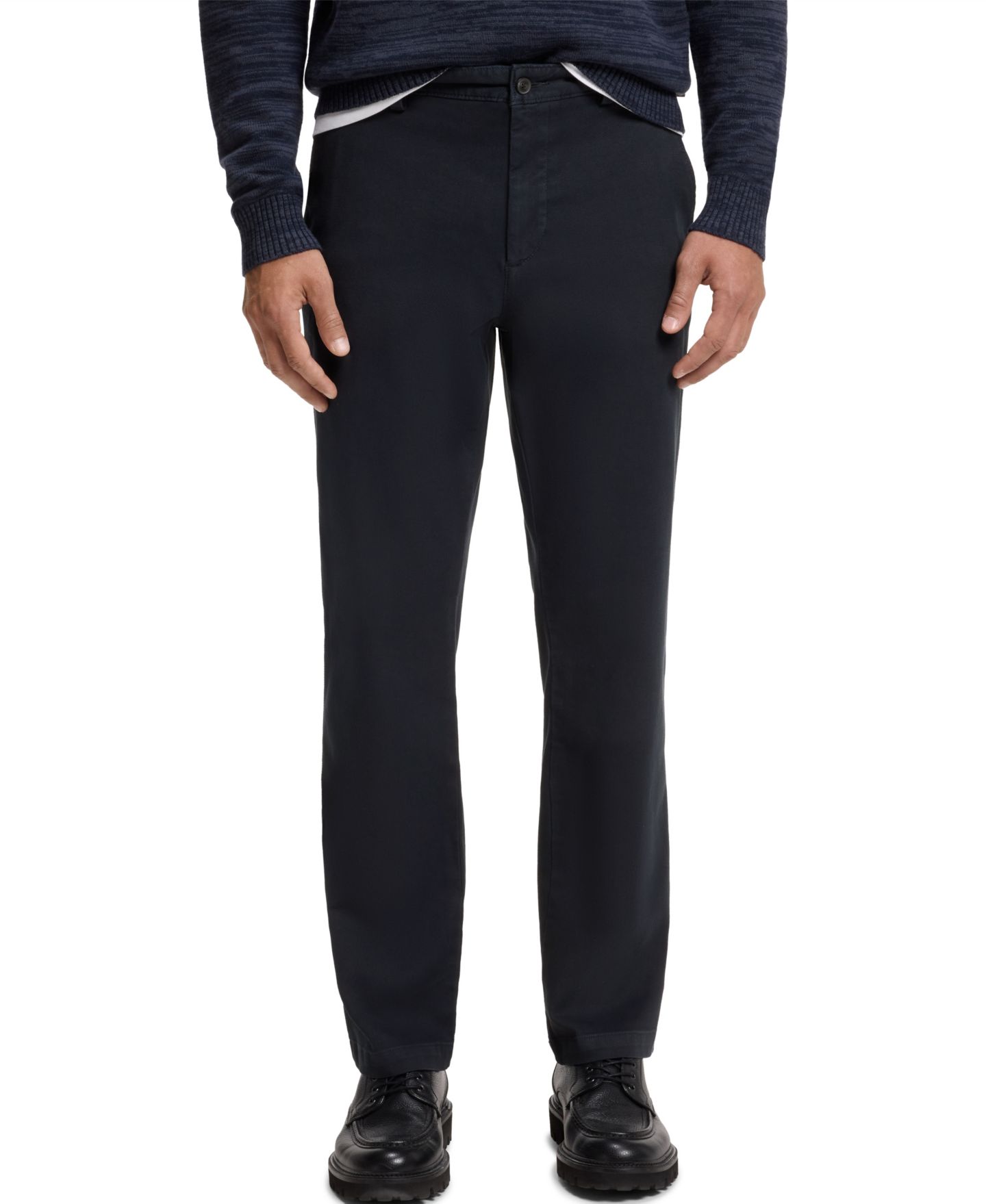 Мужские брюки Hugo Boss Slim Stretch Straight-Leg Chinos, цвет: Тёмный синий — фото 1