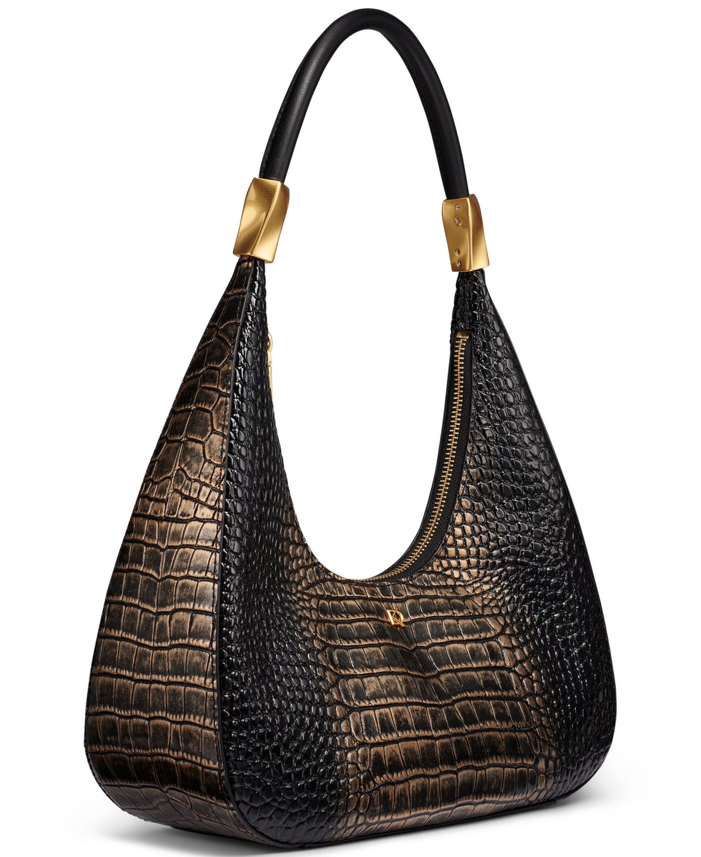 Женская сумка Donna Karan New York Quogue Small Leather Shoulder Handbag, цвет: Чёрный / Золотой — фото 3