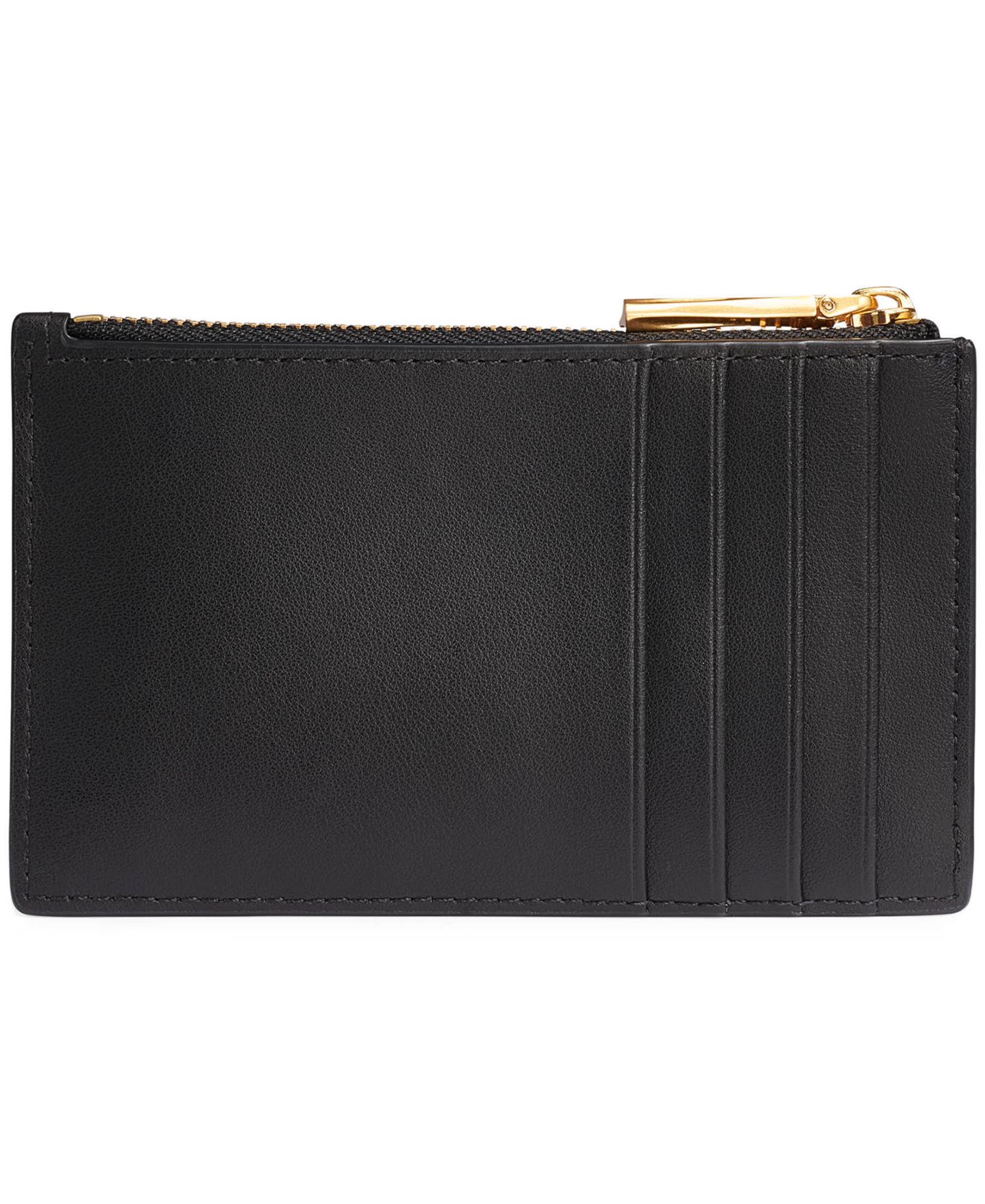 Женский кошелёк Donna Karan New York Leather Zipper Card Case, цвет: Чёрный / Золотой — фото 2