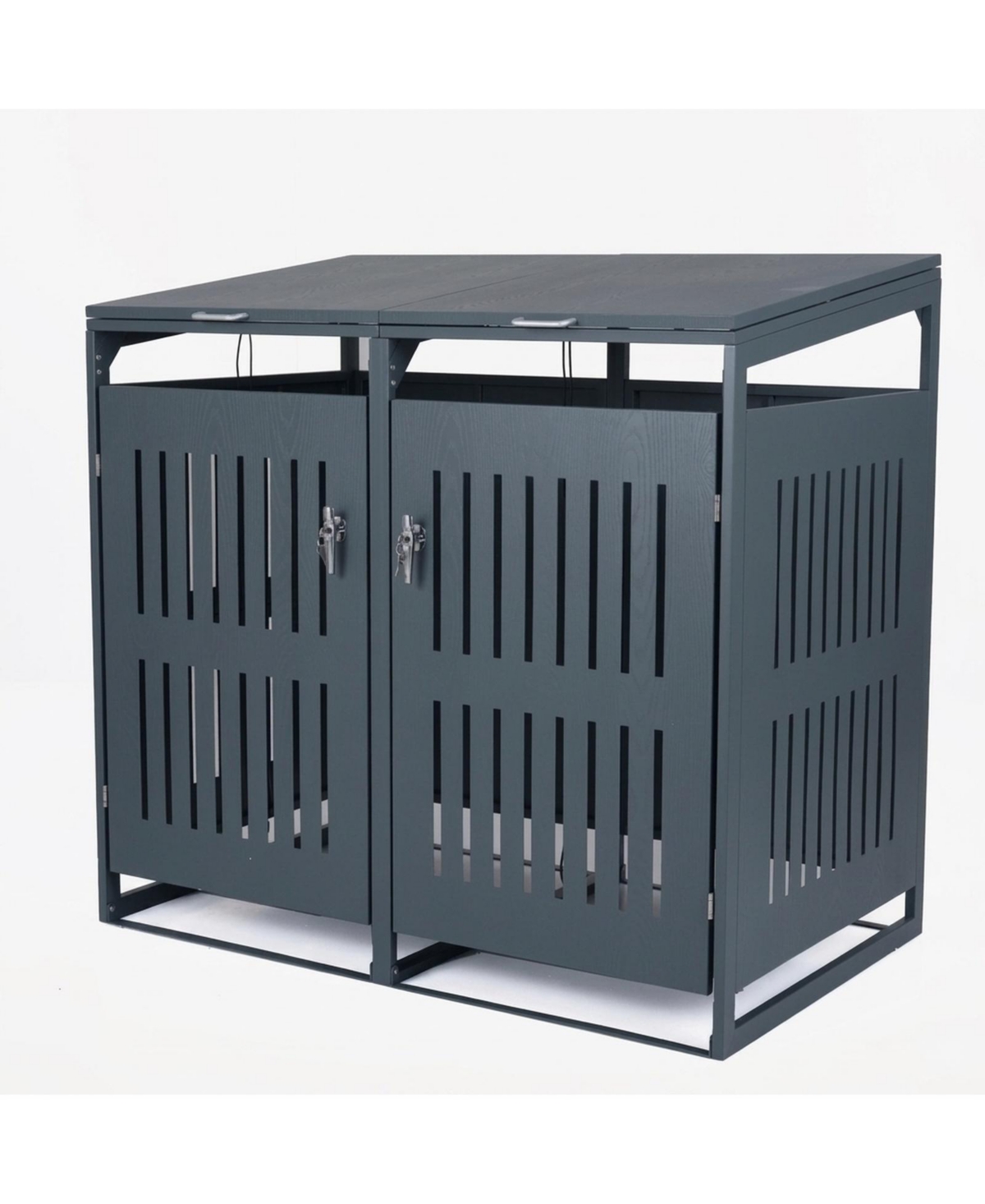 Sugift Outdoor Trash Can Storage Shed for 2 Bins with Gas Struts 52 x 32 x 49.5in