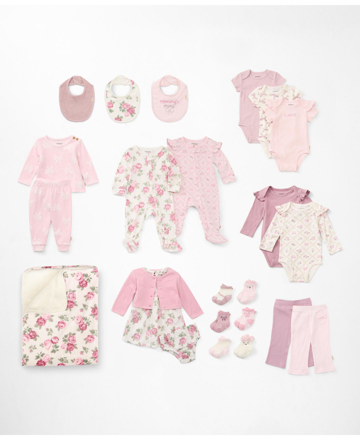 Детский комплект Huggies для девочки: топ с длинным рукавом и брюки, 2 предмета, цвет: Розовый меланжевый — фото 5