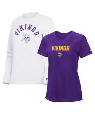 Women's Purple/Ash Minnesota Vikings Short Sleeve & Long Sleeve T-Shirt Combo Pack